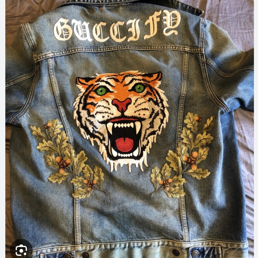 Kids Denim Jacket w/ Tiger Patch on back - Picture 8 of 8